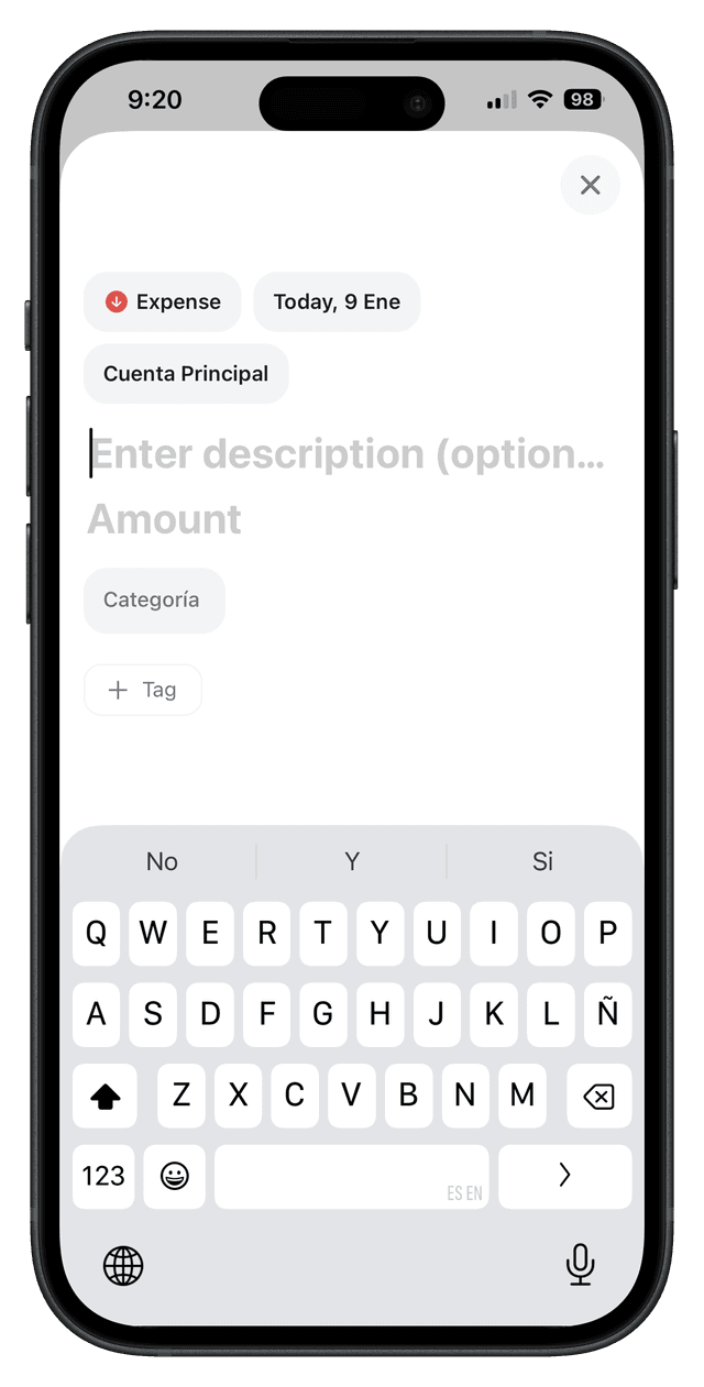 Add your transactions